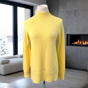 NEW REPEAT CASHMERE YELLOW MOCK NECK SWEATER SIZE 36 XS